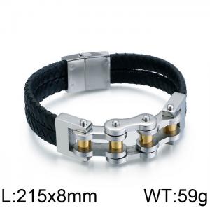 Gold leather locomotive magnet buckle bracelet - KB82290-BD