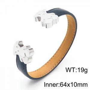 Stainless Steel Leather Bangle - KB88253-K