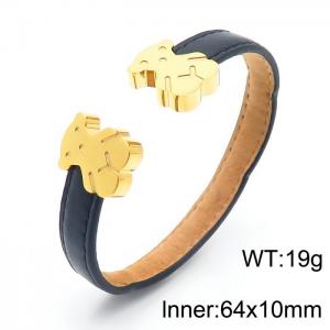Stainless Steel Leather Bangle - KB88256-K