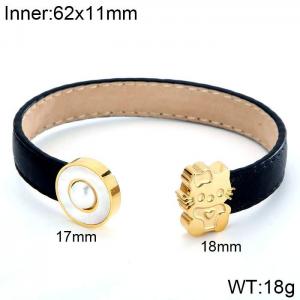 Stainless Steel Leather Bangle - KB94369-K