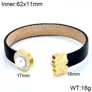 Stainless Steel Leather Bangle - KB94370-K