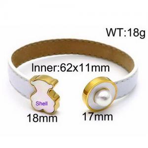 Stainless Steel Leather Bangle - KB94372-K