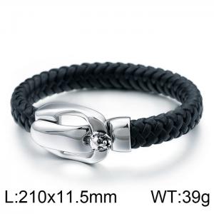 Stainless Steel Leather Bracelet - KB99440-BD