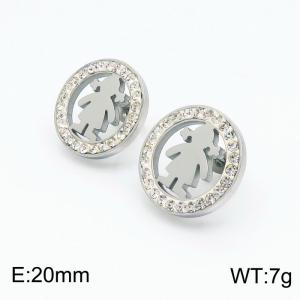 Stainless Steel Stone&Crystal Earring - KE101055-K