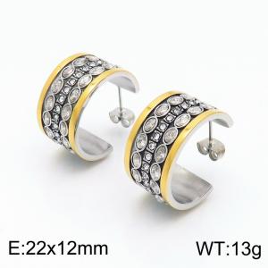 Stainless Steel Stone&Crystal Earring - KE101373-KC
