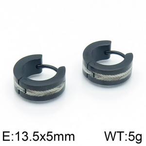 Stainless Steel Black-plating Earring - KE103434-WM