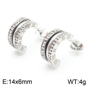 Stainless Steel Stone&Crystal Earring - KE104554-K
