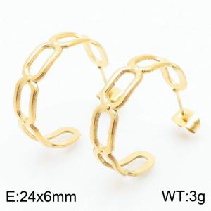 Simple Hollow Square Gold Color Stainless Steel Women Open Dangle Earrings For Women - KE105186-KFC