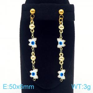Fashion Temperament 18K Gold Plated Copper White Butterfly Eye Beads Women's Jewelry Earrings - KE106173-Z