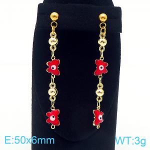 Fashion Temperament 18K Gold Plated Copper Red Butterfly Eye Beads Women's Jewelry Earrings - KE106175-Z