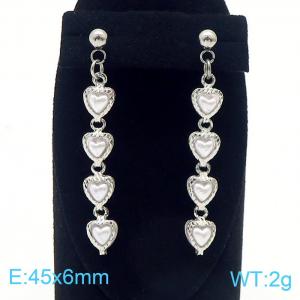 New Arrival Europe White Pearl Heart Long Tassel Copper Earrings Women's Drop Jewelry - KE106176-Z