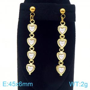New Arrival Europe White Pearl Heart Long Tassel 18K Gold Plated Copper Earrings Women Jewelry - KE106177-Z