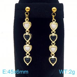 ew Arrival Europe White And Black Pearl Heart Long Tassel 18K Gold Plated Copper Earrings Jewelry - KE106178-Z