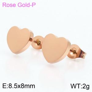 Stainless steel solid heart classic simple rose gold earring - KE106235-K