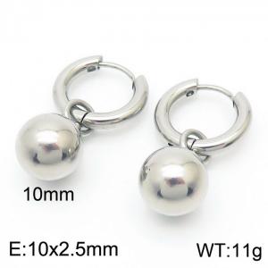 10mm Silver Shell Pearl Silver Color Earrings For Women Stainless Steel - KE108029-Z