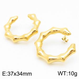 Bamboo Stud Earring Women Stainless Steel Gold Color - KE109060-KFC