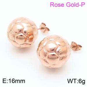 Football Basketball Stud Earring Women Stainless Steel Rose Gold Color - KE109066-KFC