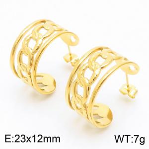 Stainless steel minimalist style special shape pendant women's gold earrings - KE109307-KFC