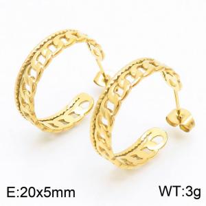 Stainless steel C-shaped layered women's gold earrings - KE109313-KFC