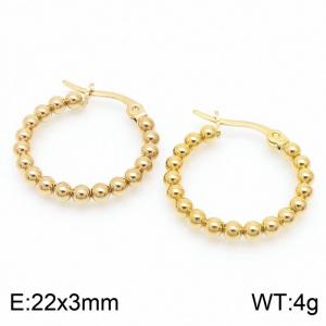 3mm circular hollow steel bead titanium steel golden ear ring female - KE109328-LO