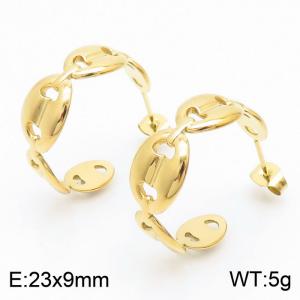 Simple Luxury Twisted Pattern Stainless Steel Earring for Women Color  Gold - KE109388-KFC