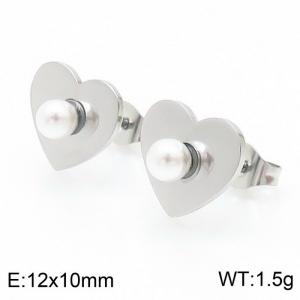 Stainless Steel Heart-shaped Shell Pearl earrings for women - KE109412-KLX