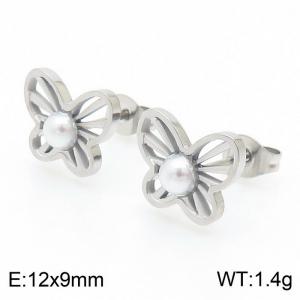 Stainless Steel Butterfly Shell Beads Women's steel earrings - KE109413-KLX