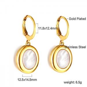 Stainless steel minimalist style hanging circular shell charm gold earrings - KE109420-WGSA
