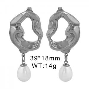 Silver Dangle Earrings With Shell Beads Hypoallergenic Stainless Steel Earrings For Women - KE109460-WGML