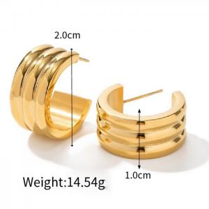 Stainless steel women's fashionable C-shaped opening appearance layered charm silver earrings - KE109484-WGJD