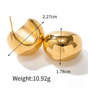 Stainless Steel Women's Fashion Irregular C-shaped Opening Charm Gold Earrings - KE109486-WGJD