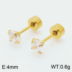 Fashion Jewelry 4mm CZ Crystal Stud Earrings Gold-Plated Stainless Steel Earrings For Women - KE109504-WGJJ