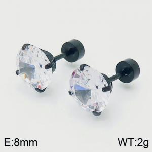 Wholesale 8mm CZ Crystal Stud Earrings Black Stainless Steel Earrings For Women - KE109509-WGJJ