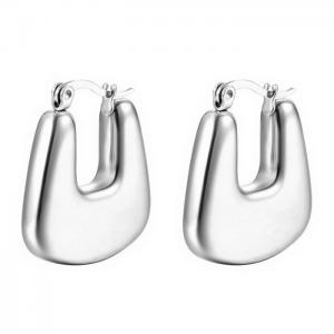 Vintage Chunky C Shape Stud Earring Silver Stainless Steel Earrings Jewelry - KE109509-WGMW
