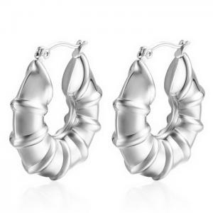 Trendy Jewelry Stainless Steel Huggie Gold Earrings Silver Hollow Hoop Thick Earrings - KE109511-WGMW