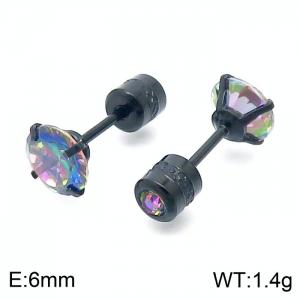 Trendy 6mm Colorful Zircon Stud Earrings Stainless Steel Earrings For Women - KE109522-WGJJ