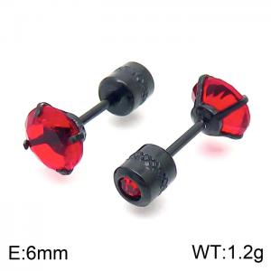 Trendy 6mm Red Zircon Stud Earrings Stainless Steel Earrings For Women - KE109524-WGJJ