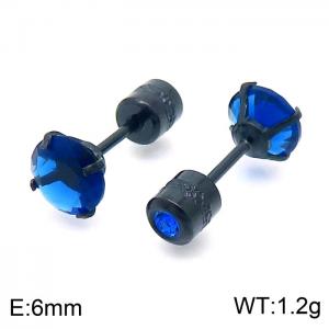 Trendy 6mm Blue Zircon Stud Earrings Stainless Steel Earrings For Women - KE109525-WGJJ