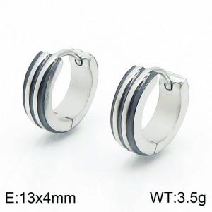 13 * 4mm curved stripe ear buckle, stainless steel male and female earring - KE109639-XY