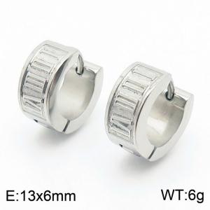 13 * 6mm small design ear buckle stainless steel Roman numerals earrings for men and women - KE109659-XY
