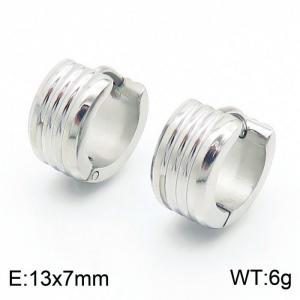 13 *7mm curved stripe ear buckle, stainless steel male and female earring - KE109663-XY