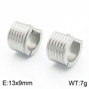 13 * 9mm curved stripe ear buckle, stainless steel male and female earring - KE109668-XY