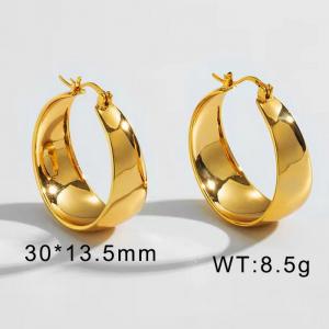 European and American fashion stainless steel widened curved circular women's high-end gold earrings - KE109804-WGMW