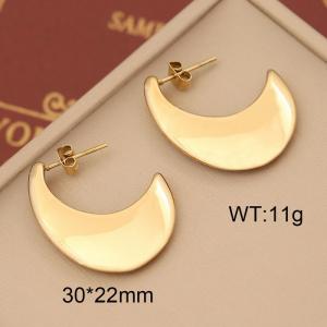 European and American fashion minimalist stainless steel moon shaped women's jewelry gold earrings - KE109918-WGYB