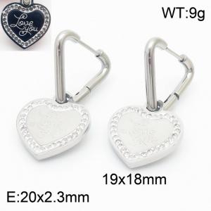 Women Romantic Stainless Steel&Zircons Love Heart Earrings - KE109928-KSP