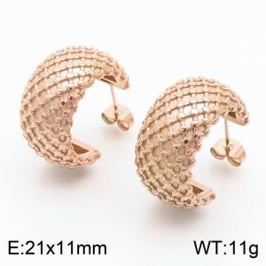 Chunky Stainless Steel Rose Gold Hoop Earrings - KE110095-KFC