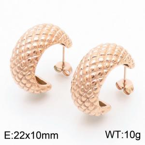 Chunky Stainless Steel Rose Gold Hoop Earrings - KE110098-KFC