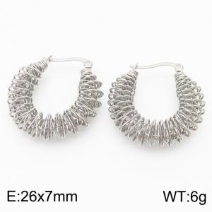 Special Design Irregular Twisted Hollow Earrings For Women Minimalist Polished Stainless Steel Wire Mesh Jewelry - KE110127-KFC