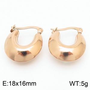 Women Rose-Gold Stainless Steel Plump U Shape Earrings - KE110496-KFC
