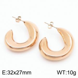 Women Rose-Gold Stainless Steel Cartoon Hook Shape Earrings - KE110529-KFC